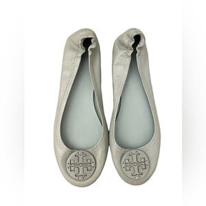 Tory Burch Mint Green Leather Minnie Travel Ballet